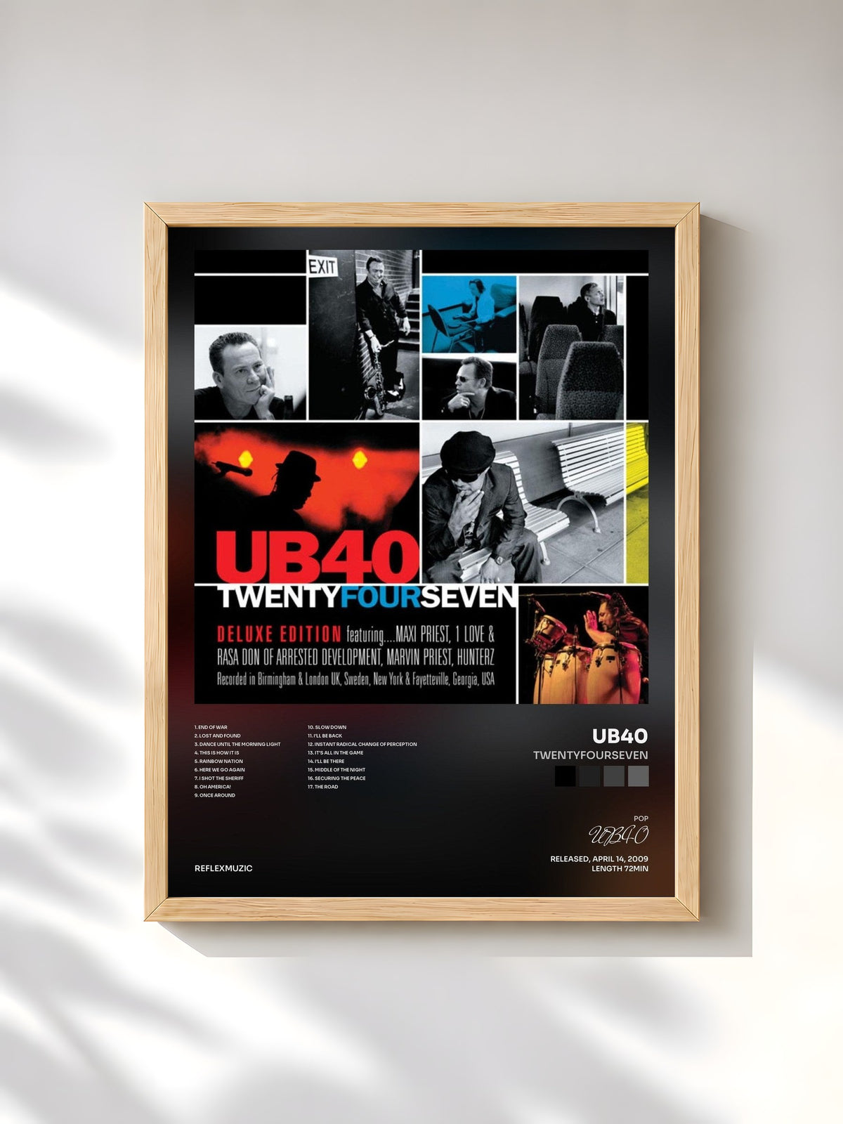 #bois Tableau de l'album TwentyFourSeven de UB40, cadre en bois brut, imprimé et encadré en France