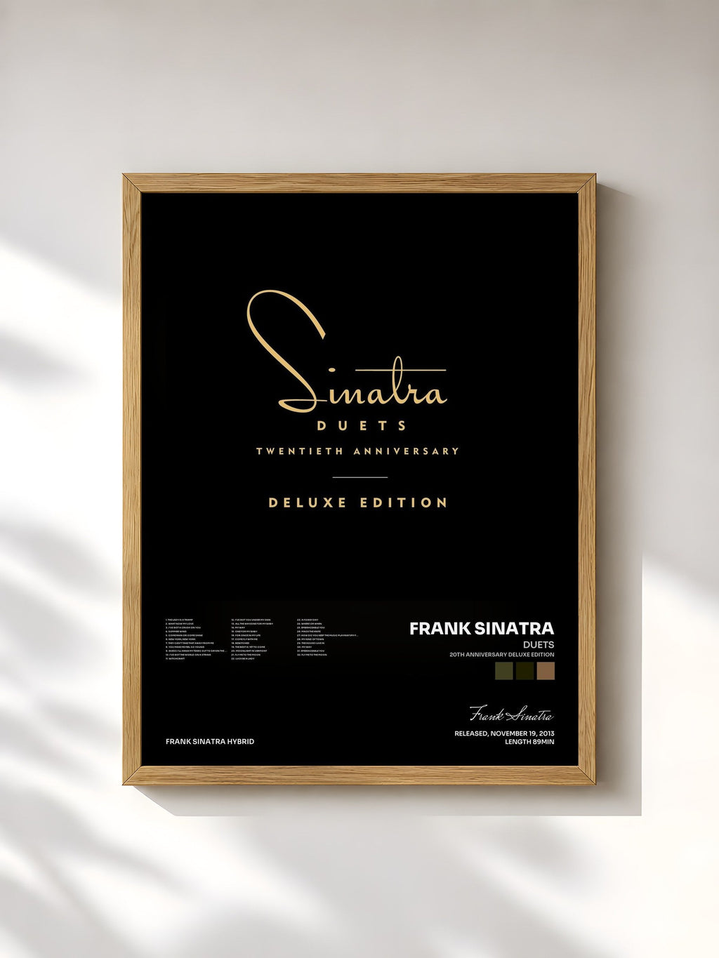 #bois Tableau de l'album Duets (20th Anniversary Deluxe Edition) de Frank Sinatra, cadre en bois brut, imprimé et encadré en France