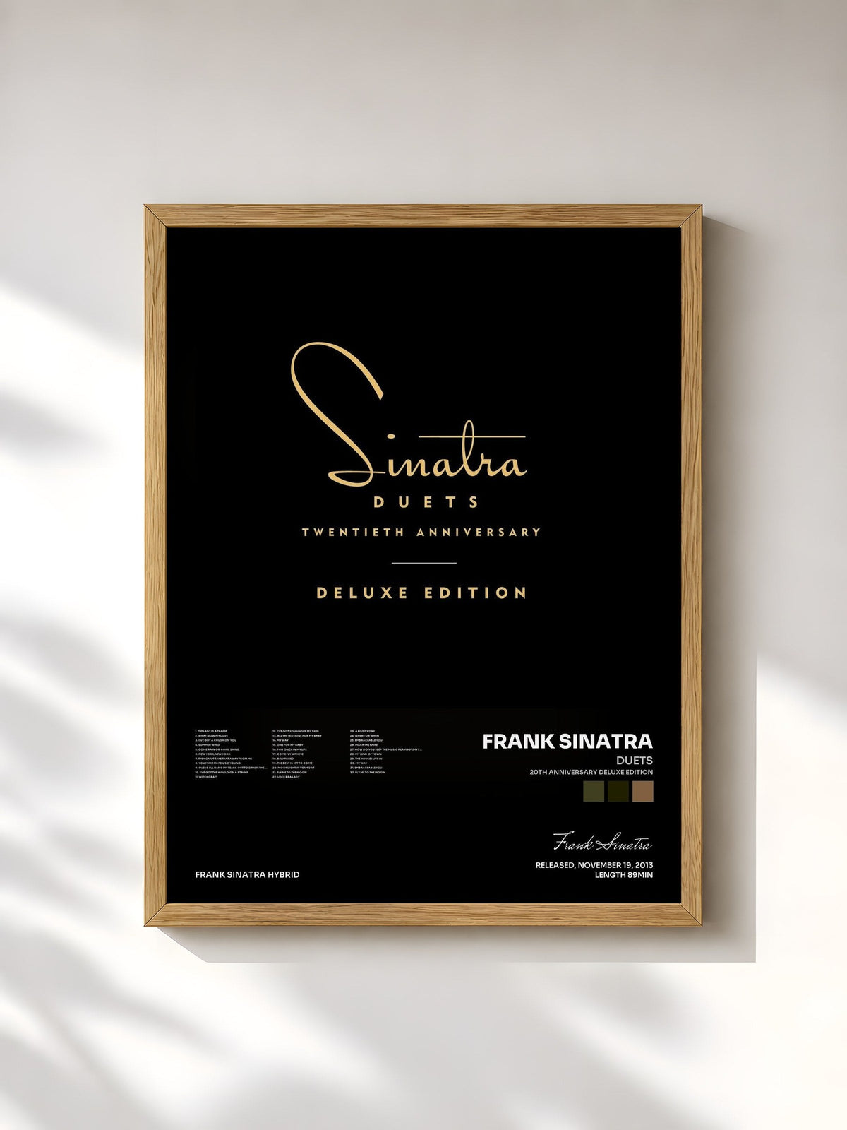 #bois Tableau de l'album Duets (20th Anniversary Deluxe Edition) de Frank Sinatra, cadre en bois brut, imprimé et encadré en France