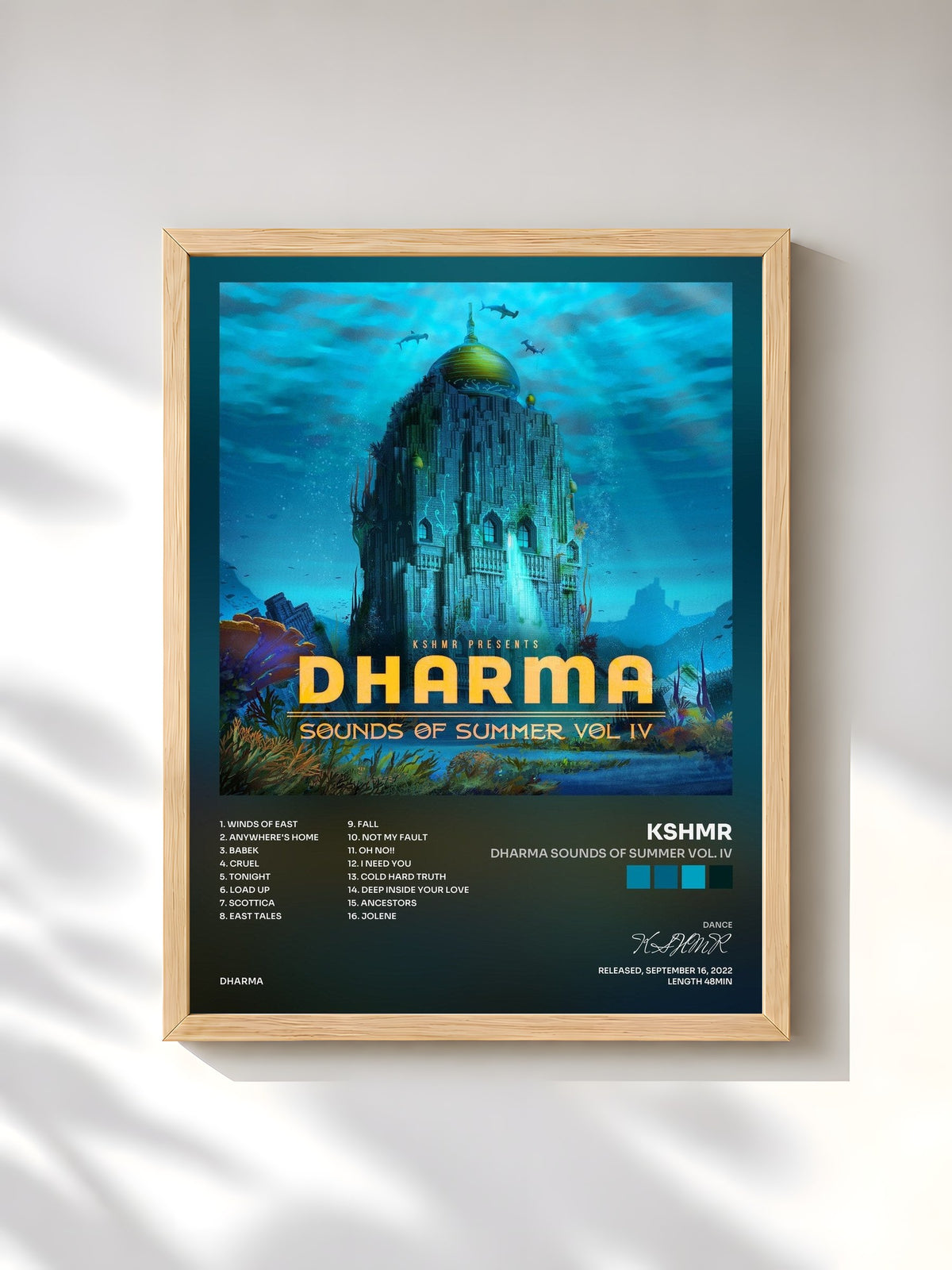 #bois Tableau de l'album Dharma Sounds Of Summer Vol. IV de KSHMR, cadre en bois brut, imprimé et encadré en France
