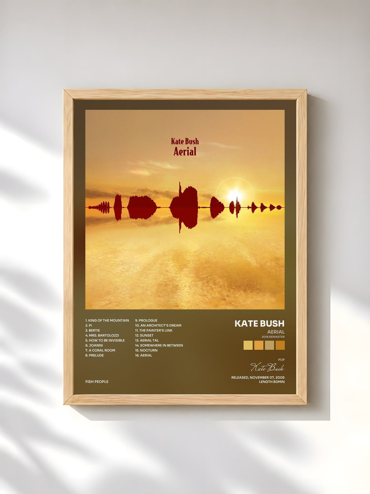 #bois Tableau de l'album Aerial (2018 Remaster) de Kate Bush, cadre en bois brut, imprimé et encadré en France