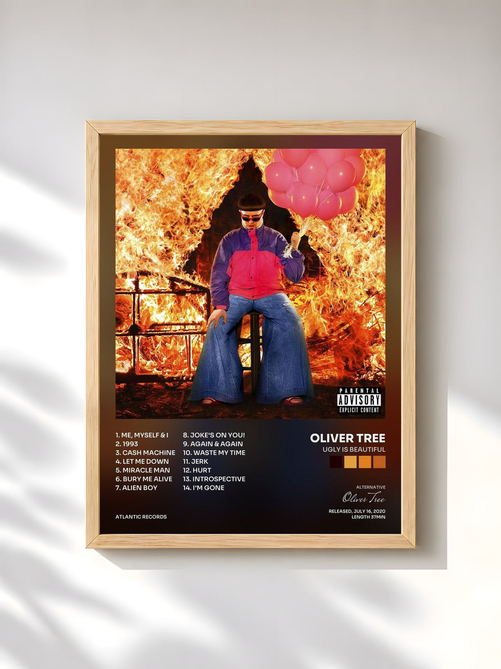 #bois Tableau de l'album Ugly is Beautiful de Oliver Tree, cadre en bois brut, imprimé et encadré en France