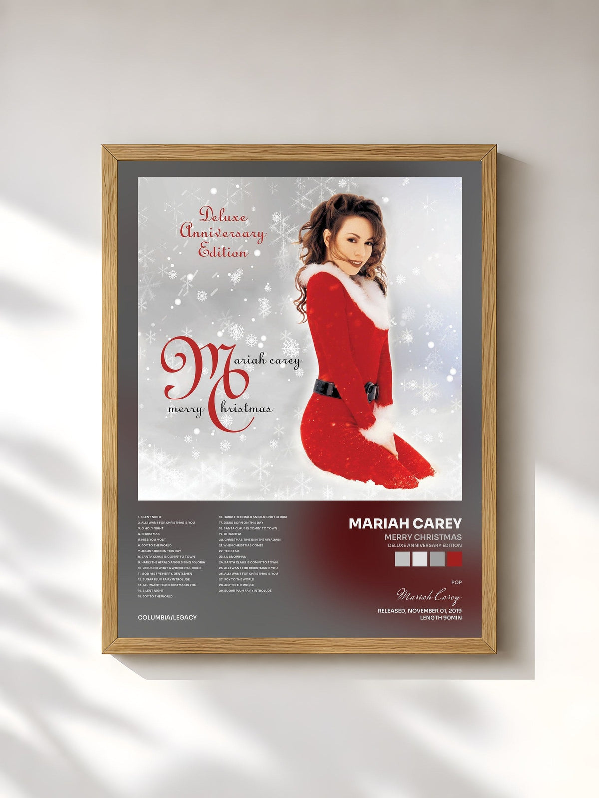 #bois Tableau de l'album Merry Christmas (Deluxe Anniversary Edition) de Mariah Carey, cadre en bois brut, imprimé et encadré en France