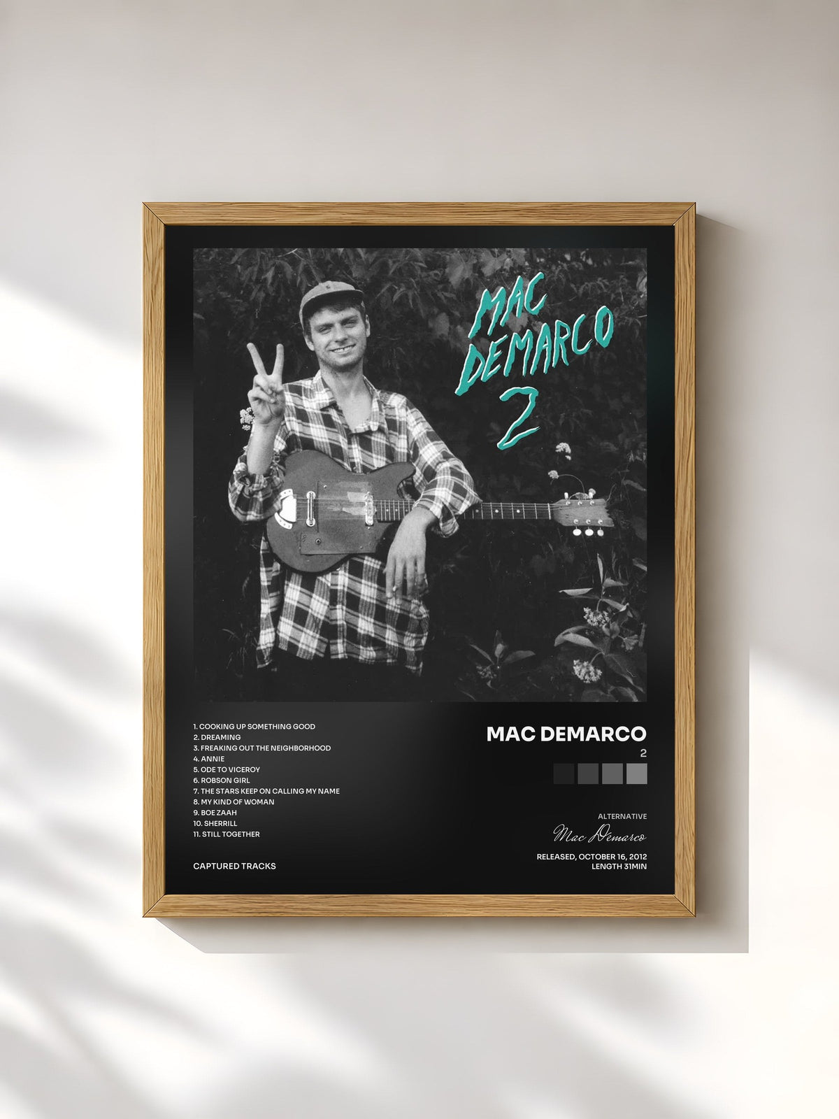 #bois Tableau de l'album 2 de Mac Demarco, cadre en bois brut, imprimé et encadré en France