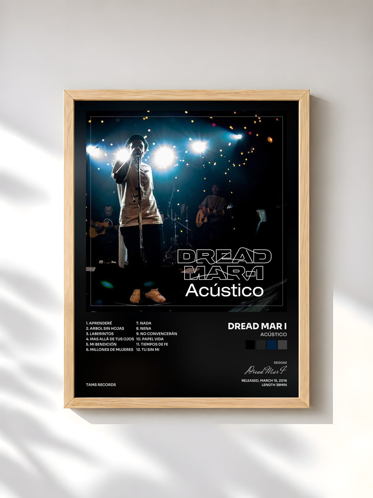 #bois Tableau de l'album Acústico de Dread Mar I, cadre en bois brut, imprimé et encadré en France