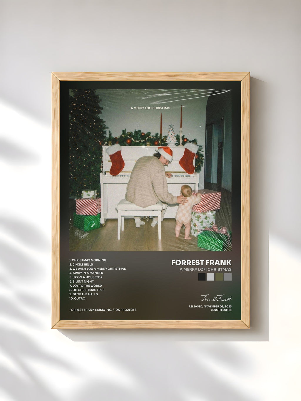 #bois Tableau de l'album A Merry Lofi Christmas de Forrest Frank, cadre en bois brut, imprimé et encadré en France