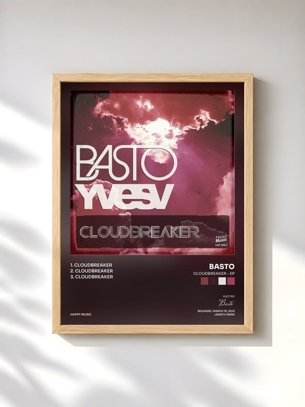 #bois Tableau de l'album CloudBreaker - Ep de Basto, cadre en bois brut, imprimé et encadré en France