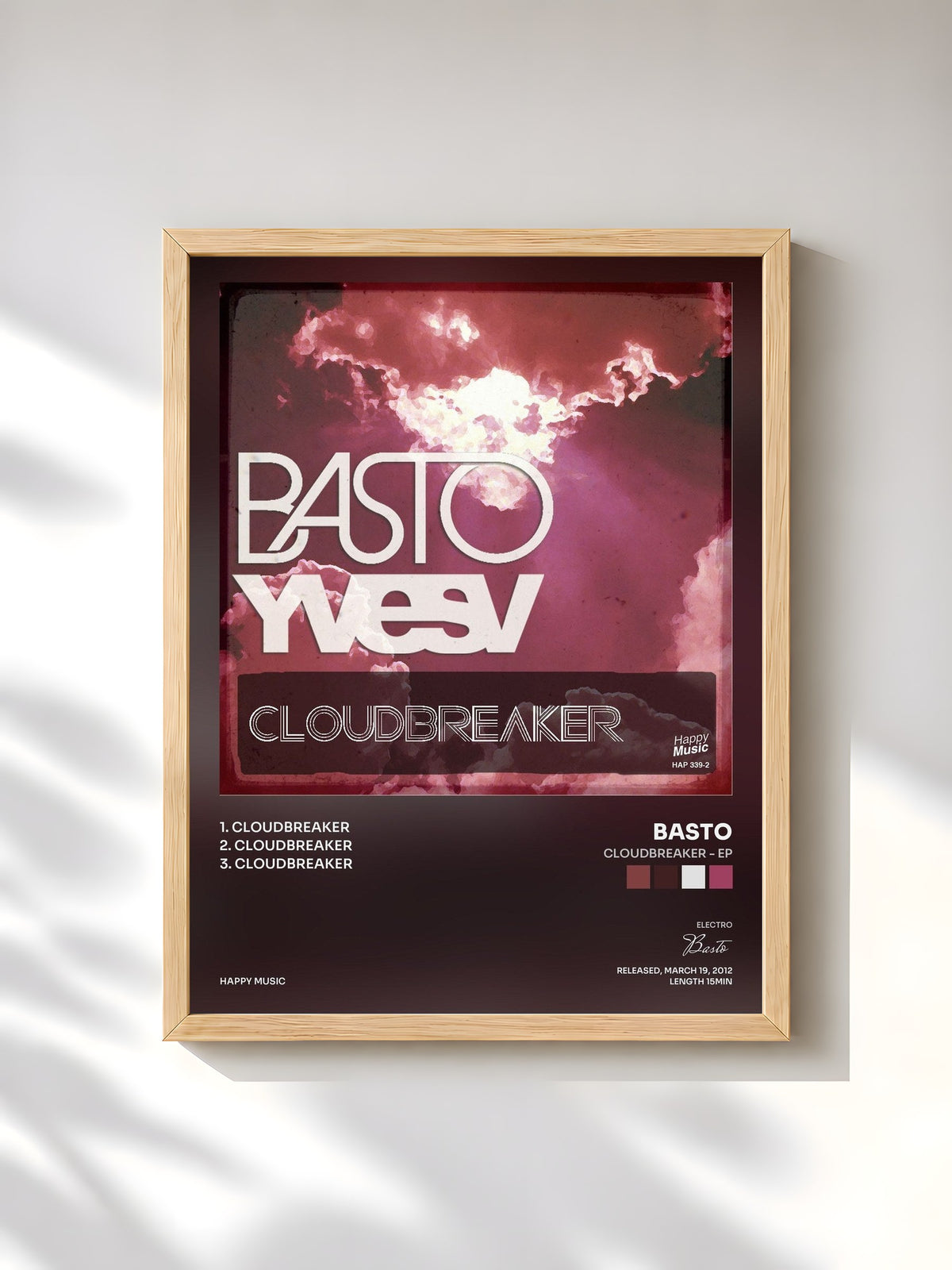 #bois Tableau de l'album CloudBreaker - Ep de Basto, cadre en bois brut, imprimé et encadré en France
