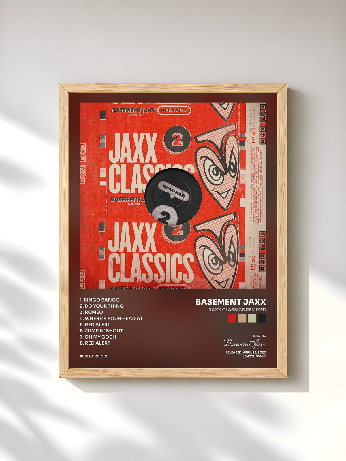 #bois Tableau de l'album Jaxx Classics Remixed de Basement Jaxx, cadre en bois brut, imprimé et encadré en France