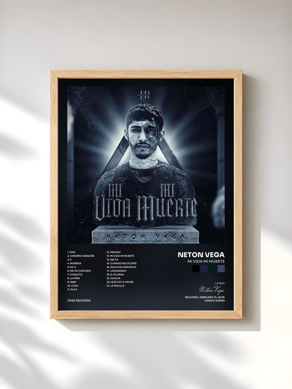 #bois Tableau de l'album Mi Vida Mi Muerte de Neton Vega, cadre en bois brut, imprimé et encadré en France
