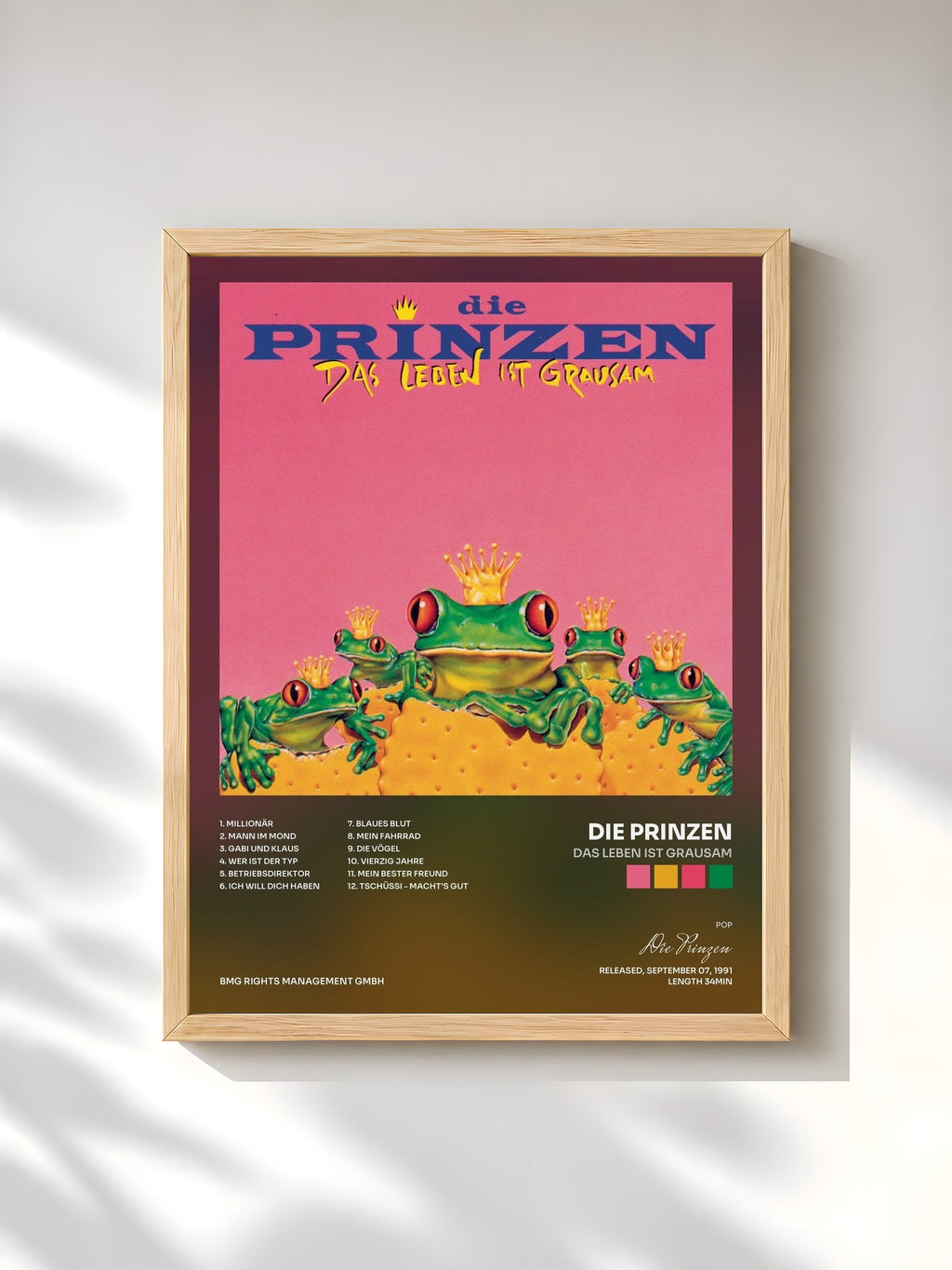#bois Tableau de l'album Das Leben ist grausam de Die Prinzen, cadre en bois brut, imprimé et encadré en France
