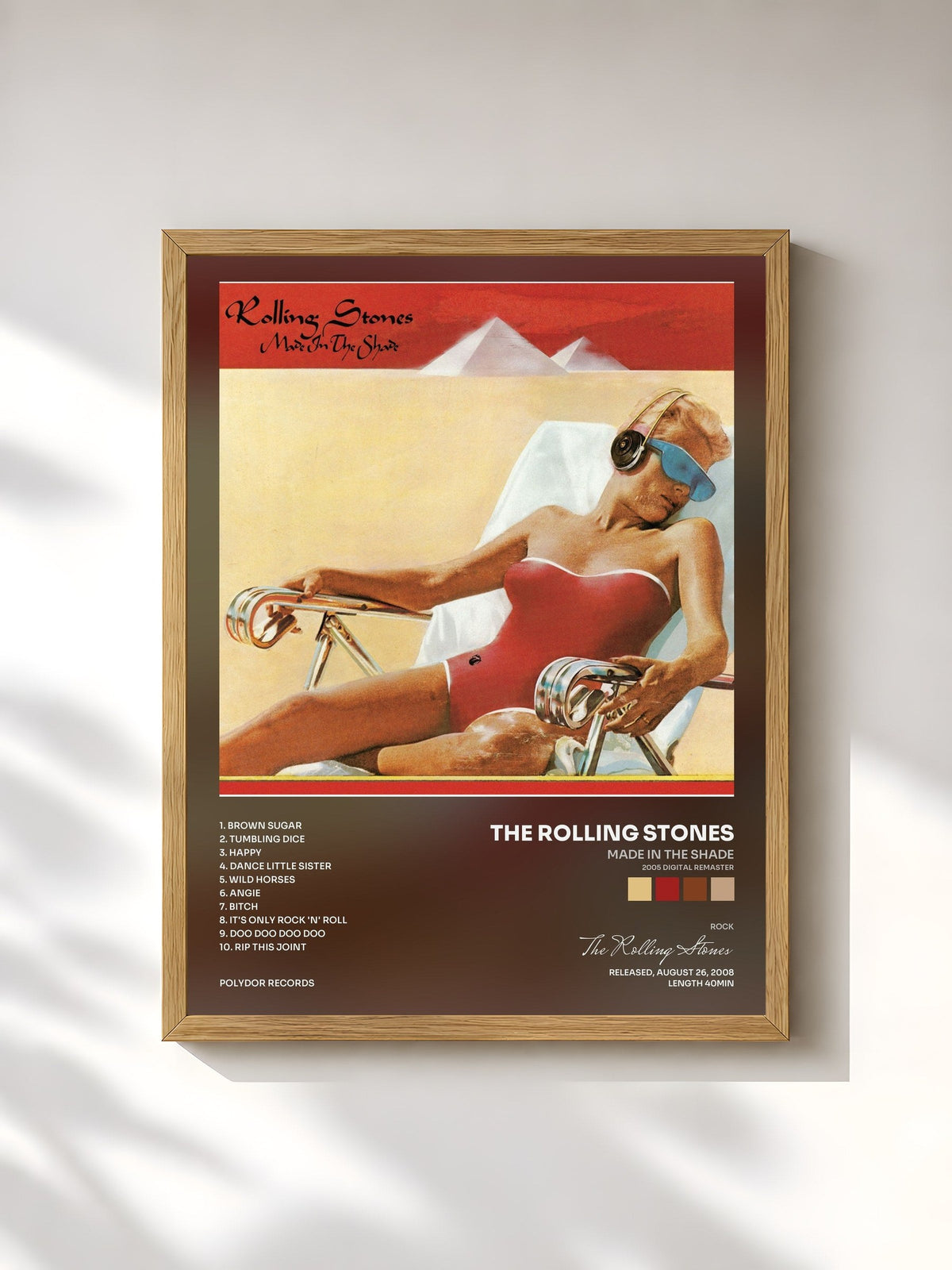 #bois Tableau de l'album Made In The Shade (2005 Digital Remaster) de The Rolling Stones, cadre en bois brut, imprimé et encadré en France