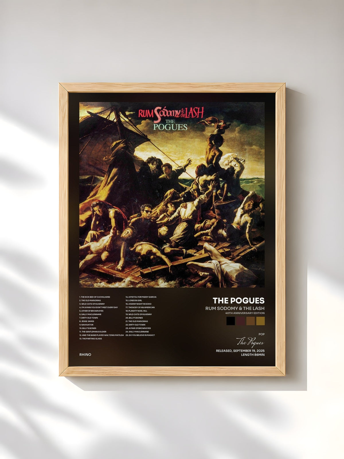 #bois Tableau de l'album Rum Sodomy & The Lash (40th Anniversary Edition) de The Pogues, cadre en bois brut, imprimé et encadré en France