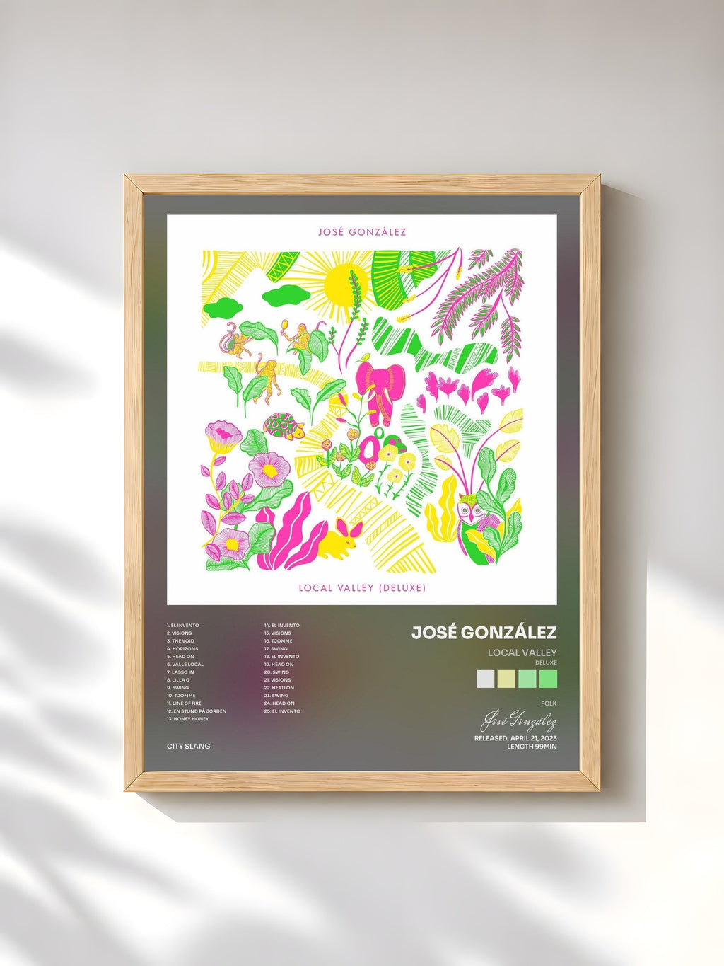 #bois Tableau de l'album Local Valley (Deluxe) de José González, cadre en bois brut, imprimé et encadré en France