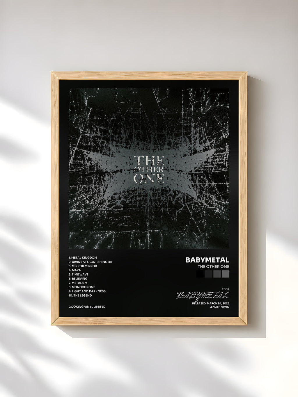 #bois Tableau de l'album THE OTHER ONE de BABYMETAL, cadre en bois brut, imprimé et encadré en France