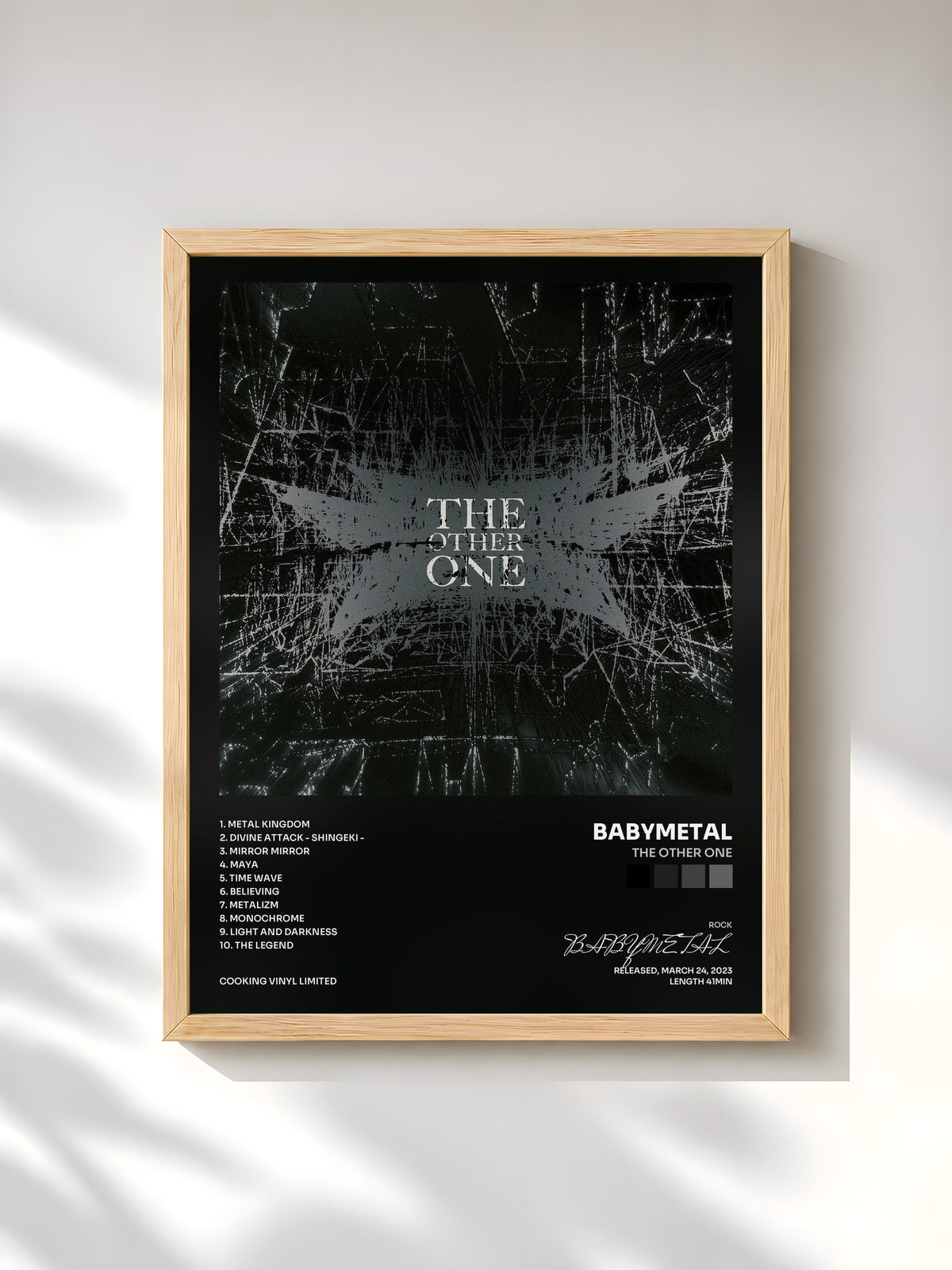 #bois Tableau de l'album THE OTHER ONE de BABYMETAL, cadre en bois brut, imprimé et encadré en France