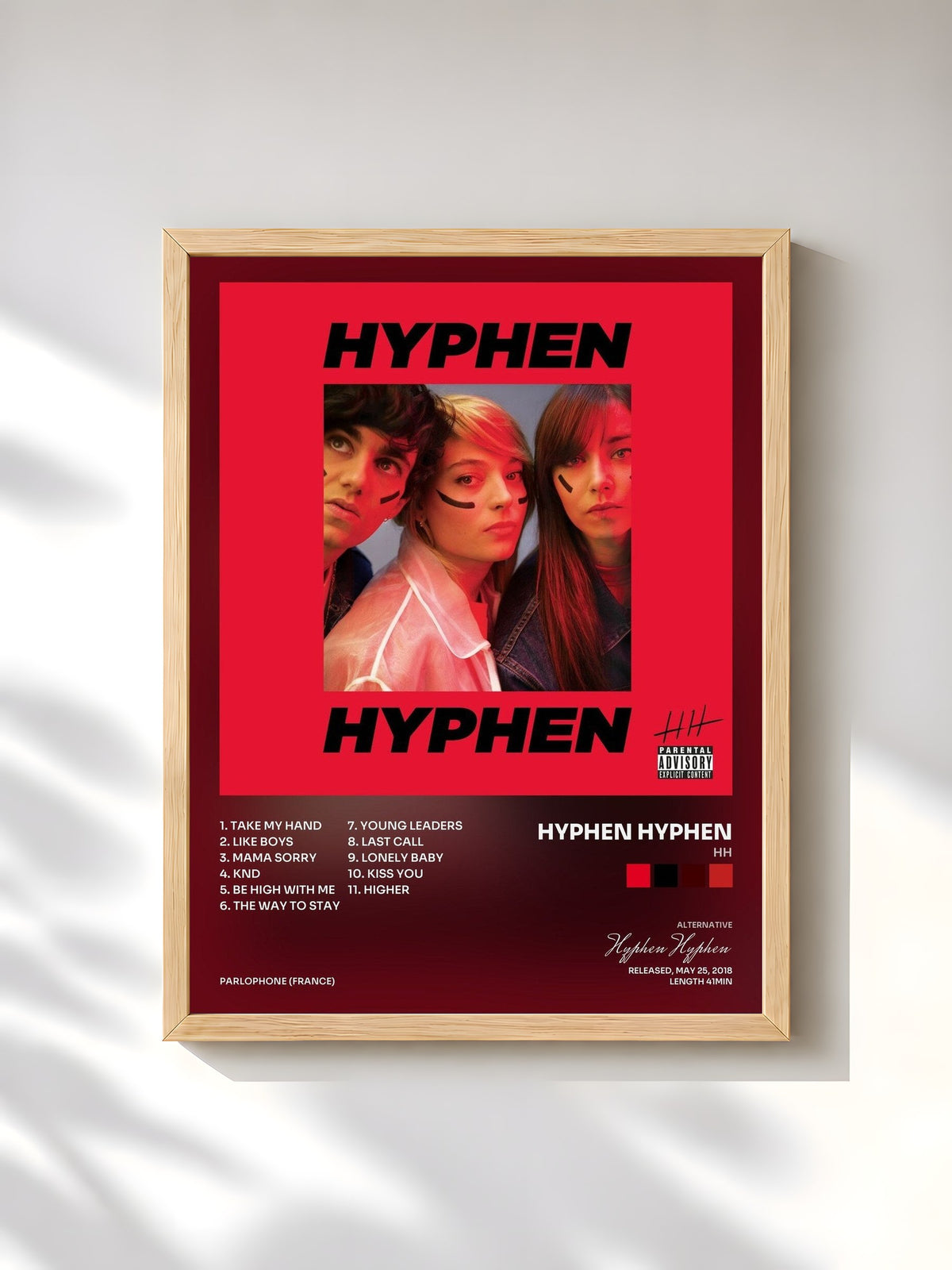 #bois Tableau de l'album HH de Hyphen Hyphen, cadre en bois brut, imprimé et encadré en France