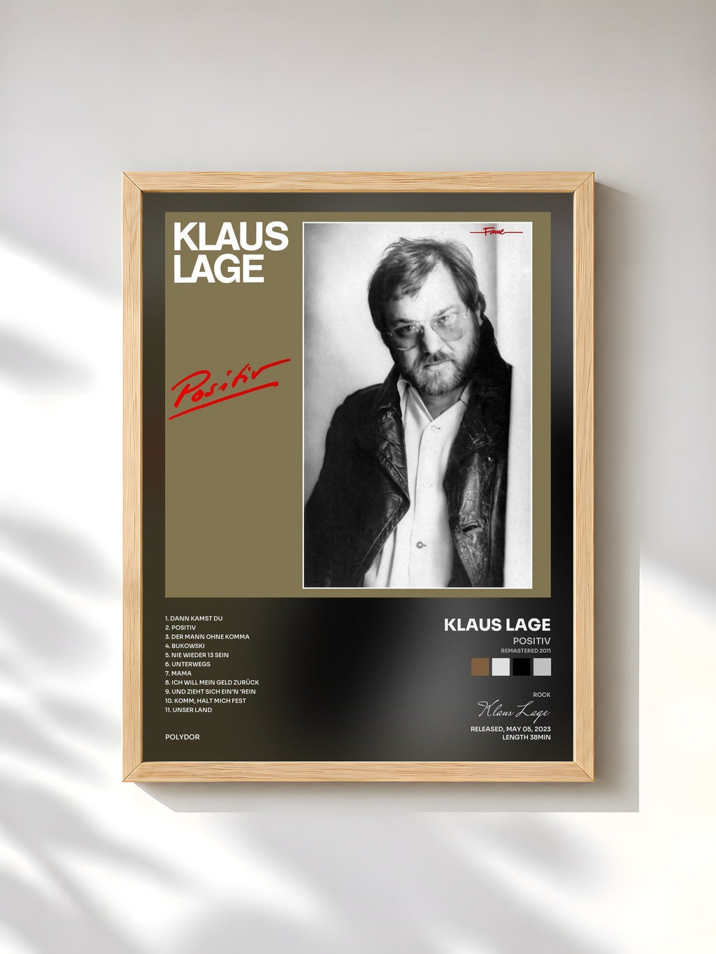 #bois Tableau de l'album Positiv (Remastered 2011) de Klaus Lage, cadre en bois brut, imprimé et encadré en France