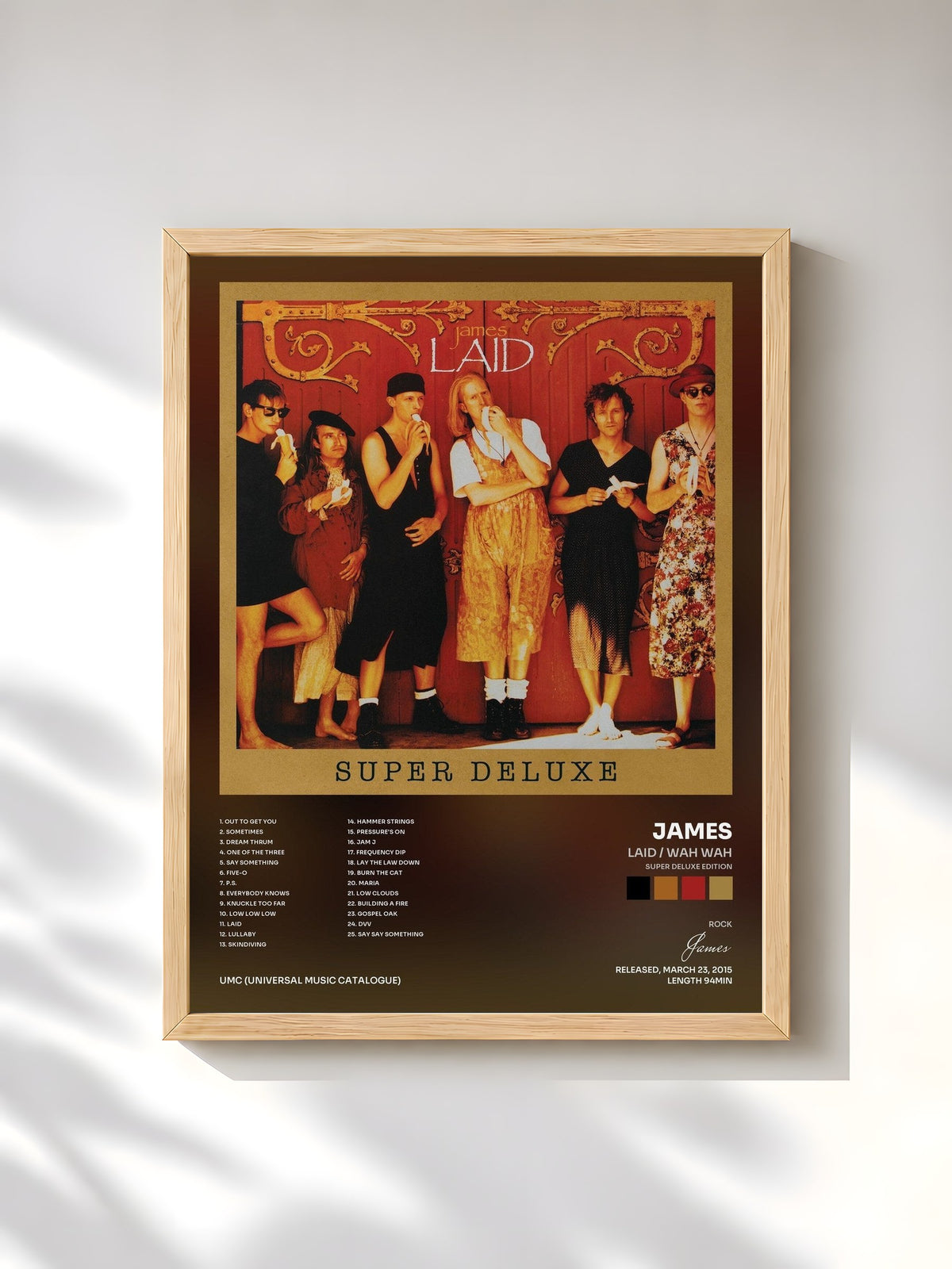 #bois Tableau de l'album Laid / Wah Wah (Super Deluxe Edition) de James, cadre en bois brut, imprimé et encadré en France