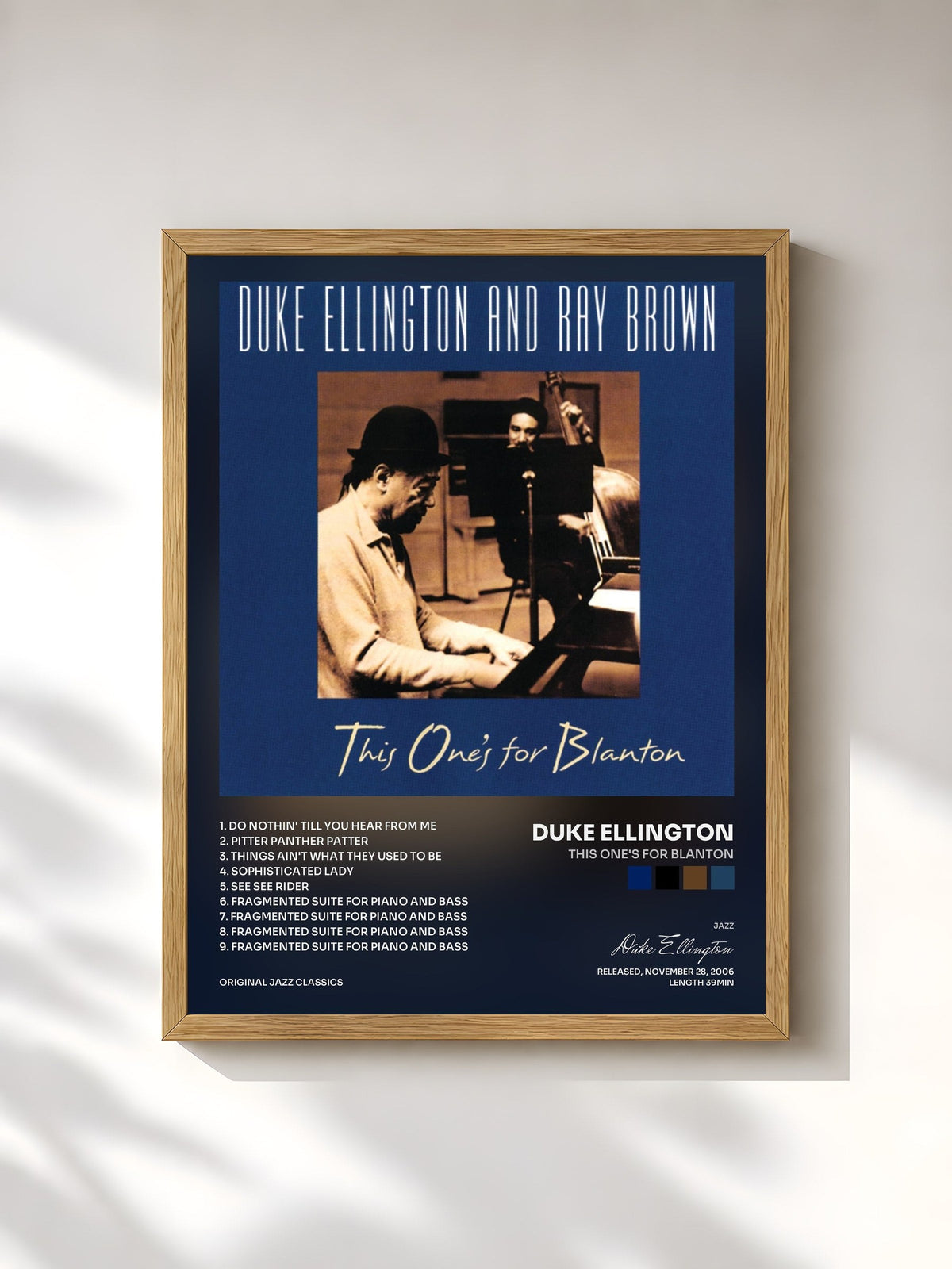 #bois Tableau de l'album This One's For Blanton de Duke Ellington, cadre en bois brut, imprimé et encadré en France