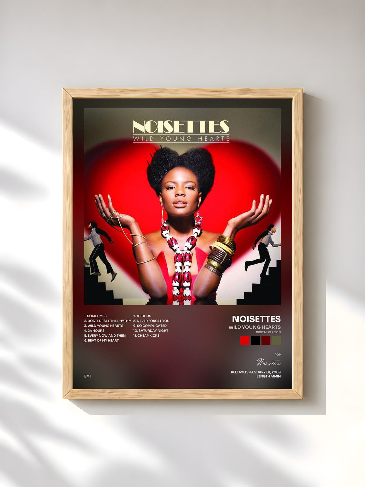 #bois Tableau de l'album Wild Young Hearts (Digital version) de Noisettes, cadre en bois brut, imprimé et encadré en France