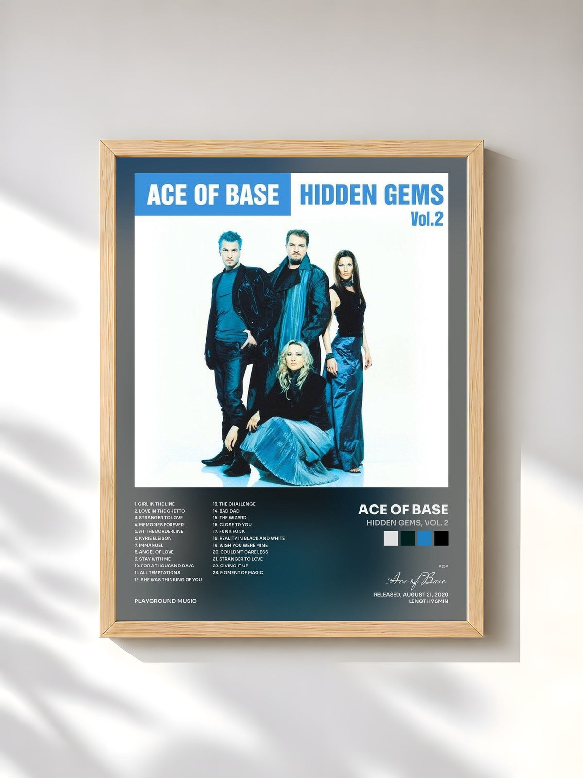 #bois Tableau de l'album Hidden Gems, Vol. 2 de Ace of Base, cadre en bois brut, imprimé et encadré en France