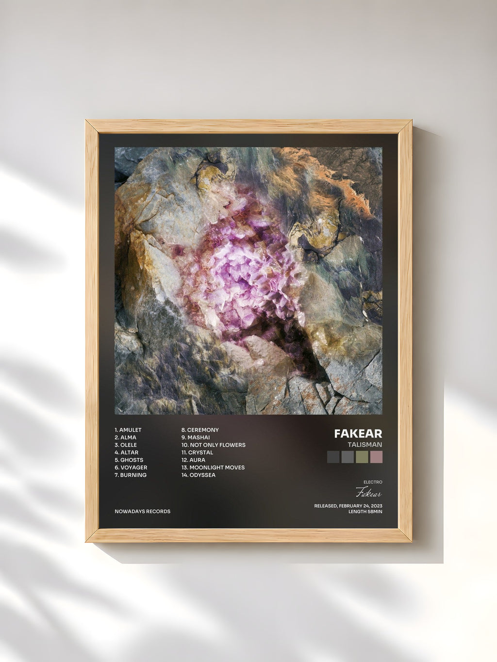 #bois Tableau de l'album Talisman de Fakear, cadre en bois brut, imprimé et encadré en France