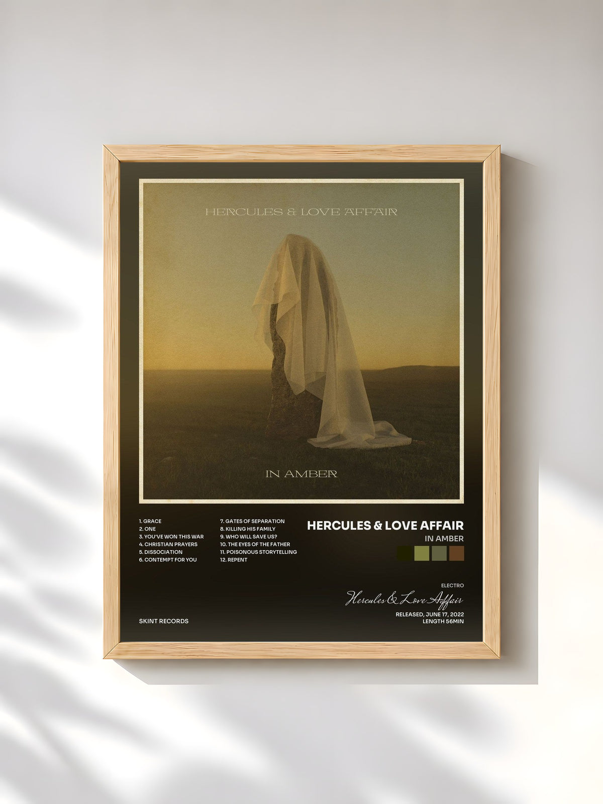 #bois Tableau de l'album In Amber de Hercules & Love Affair, cadre en bois brut, imprimé et encadré en France
