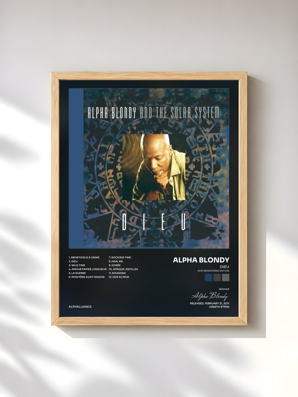 #bois Tableau de l'album Dieu (2010 Remastered Edition) de Alpha Blondy, cadre en bois brut, imprimé et encadré en France