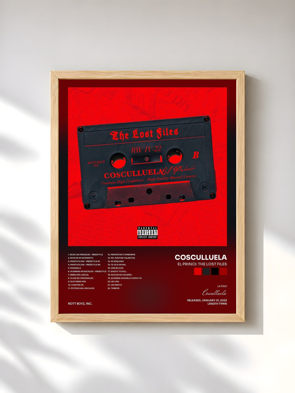 #bois Tableau de l'album El Princi: The Lost Files de Cosculluela, cadre en bois brut, imprimé et encadré en France