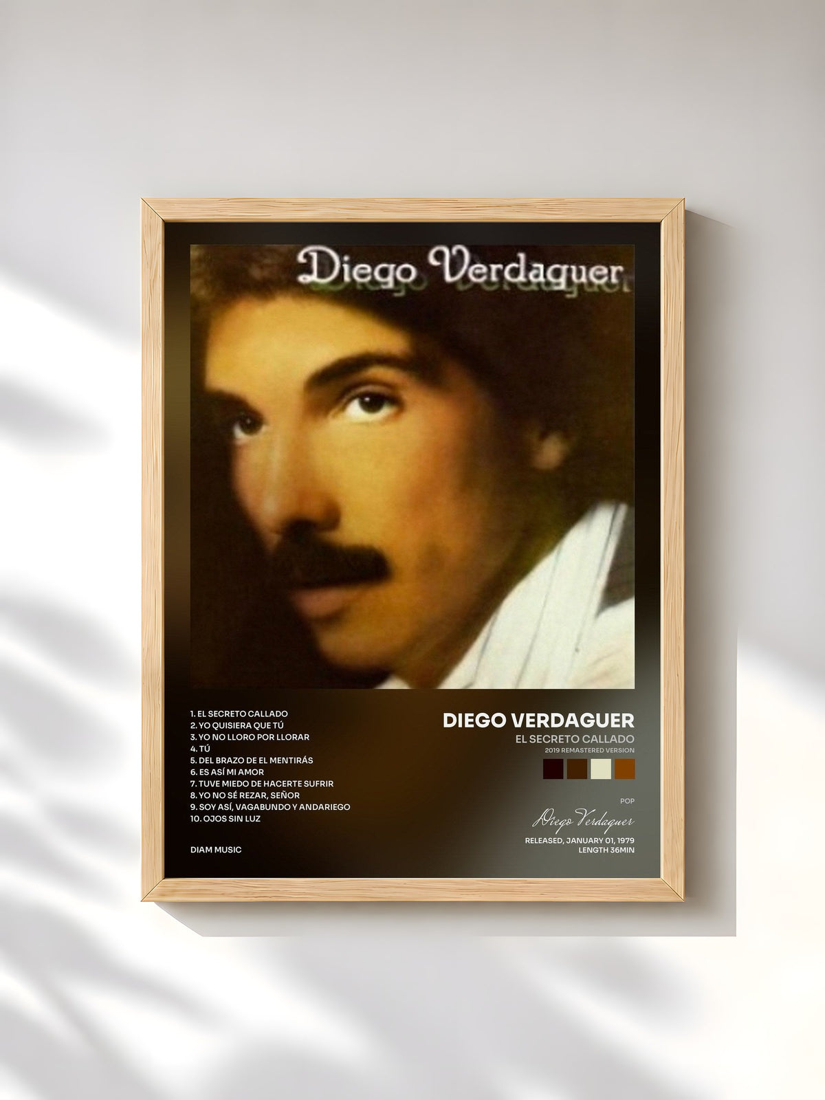 #bois Tableau de l'album El Secreto Callado (2019 Remastered Version) de Diego Verdaguer, cadre en bois brut, imprimé et encadré en France