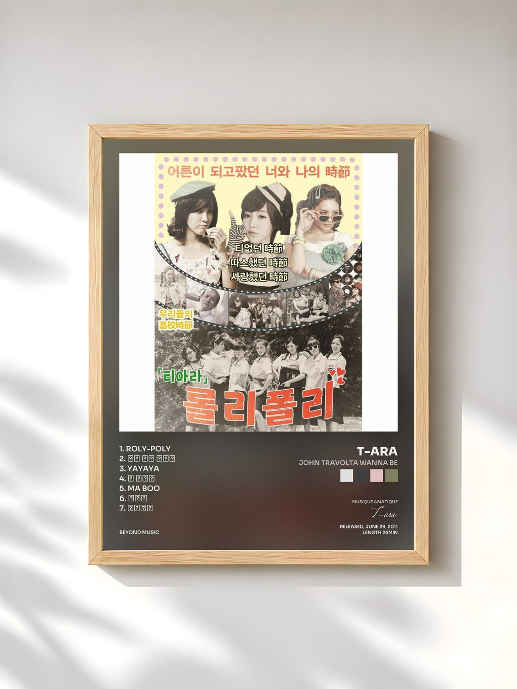 #bois Tableau de l'album John Travolta Wanna Be de T-ara, cadre en bois brut, imprimé et encadré en France