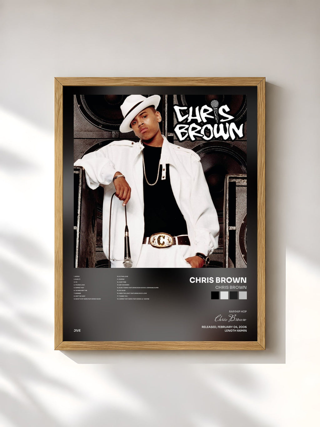 #bois Tableau de l'album Chris Brown de Chris Brown, cadre en bois brut, imprimé et encadré en France