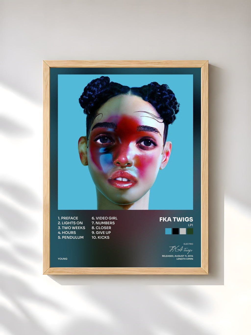 #bois Tableau de l'album LP1 de FKA twigs, cadre en bois brut, imprimé et encadré en France