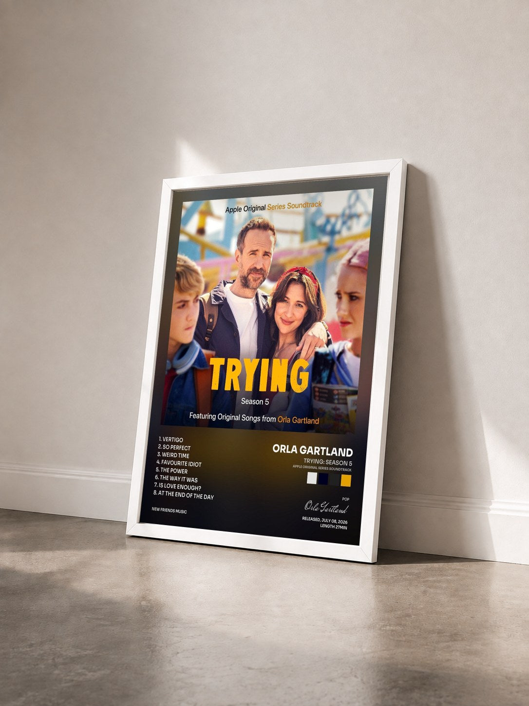 #blanc Tableau de l'album Trying: Season 5 (Apple Original Series Soundtrack) de Orla Gartland vu de trois quarts, cadre blanc