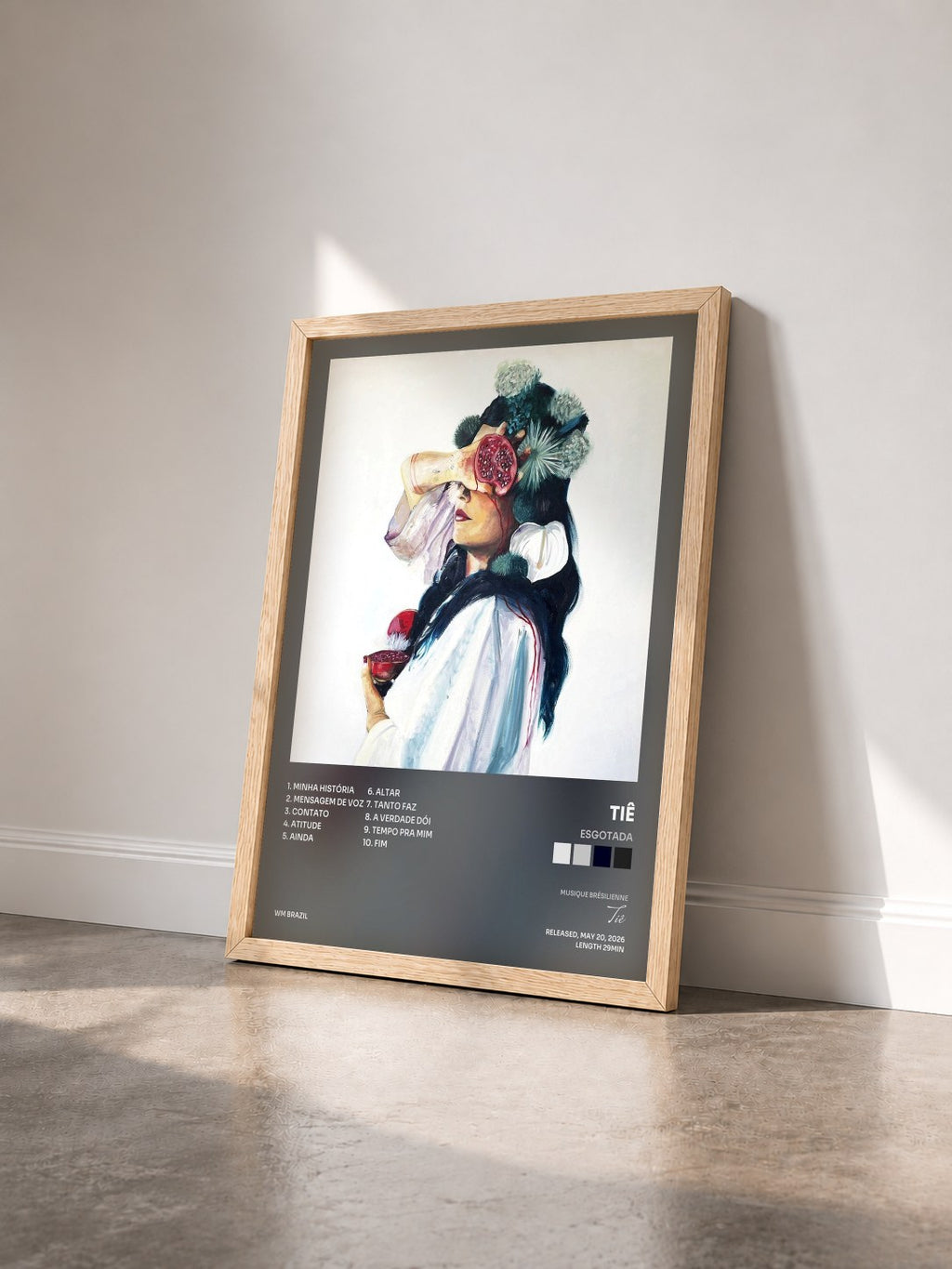 #bois Tableau de l'album Esgotada de Tiê vu de trois quarts, cadre en bois brut
