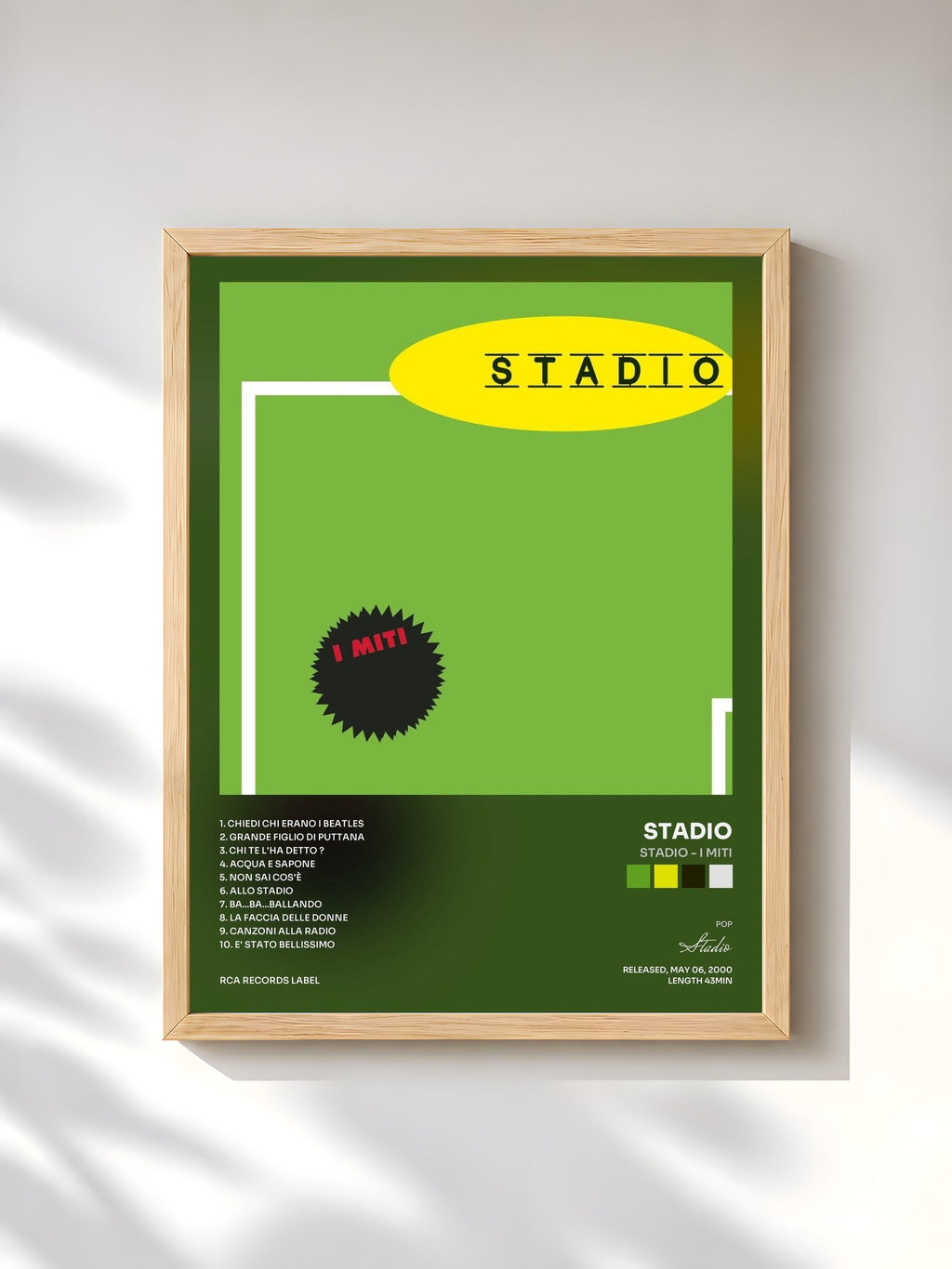 #bois Tableau de l'album Stadio - I Miti de Stadio, cadre en bois brut, imprimé et encadré en France