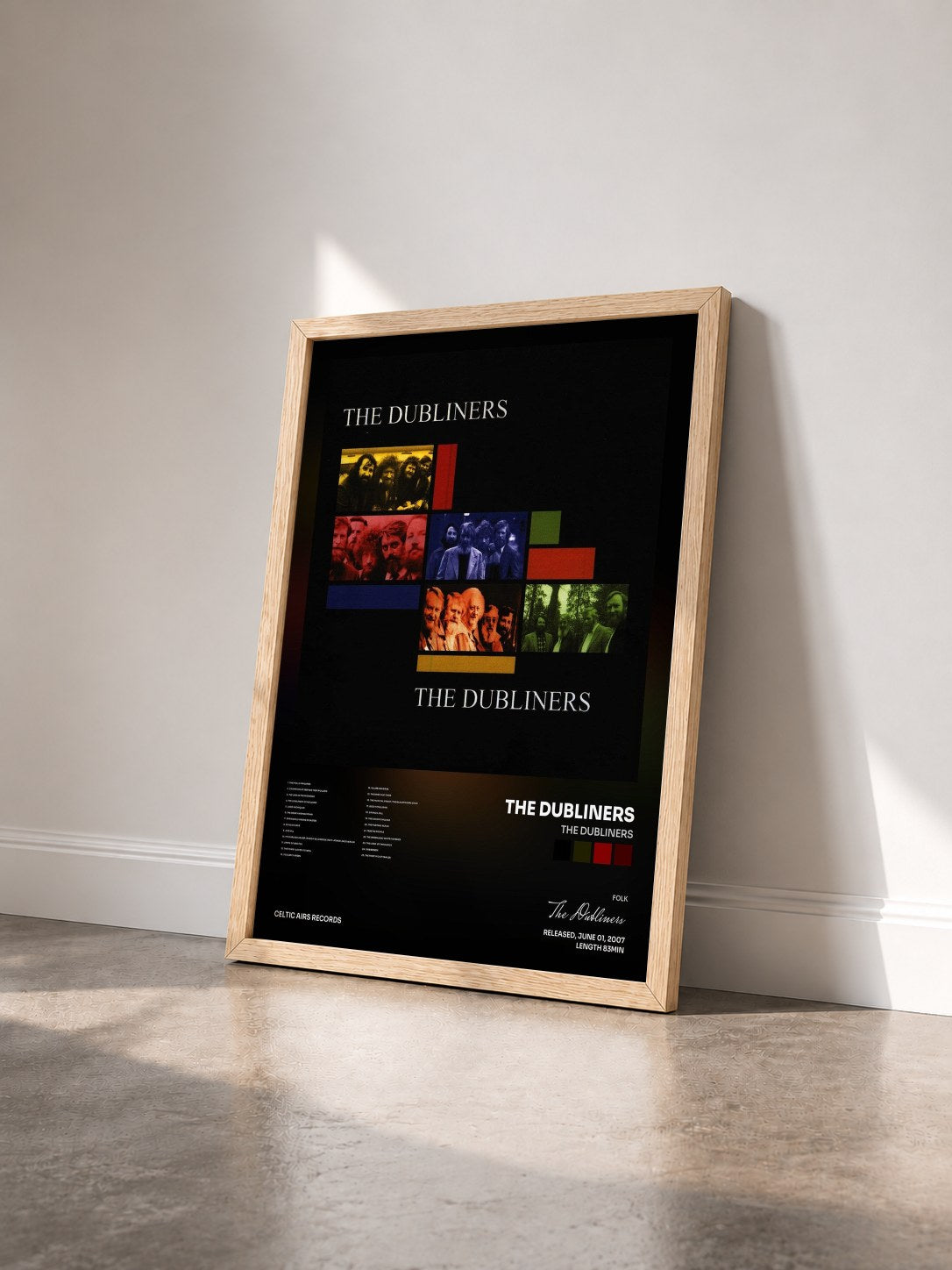 #bois Tableau de l'album The Dubliners de The Dubliners vu de trois quarts, cadre en bois brut