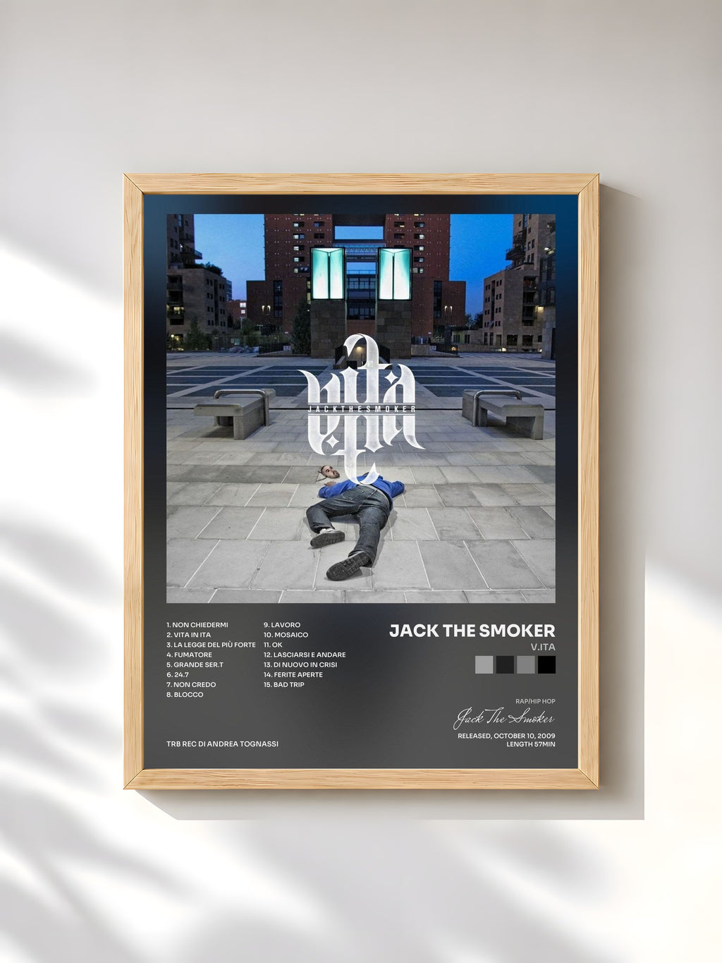 #bois Tableau de l'album V.Ita de Jack The Smoker, cadre en bois brut, imprimé et encadré en France