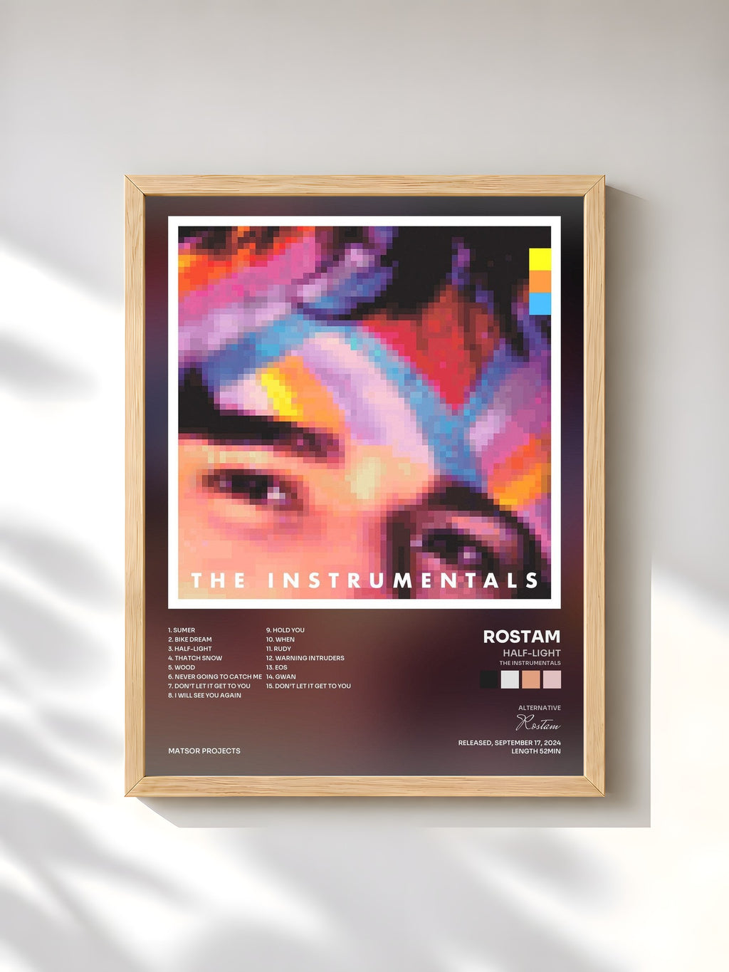 #bois Tableau de l'album Half-Light (The Instrumentals) de Rostam, cadre en bois brut, imprimé et encadré en France