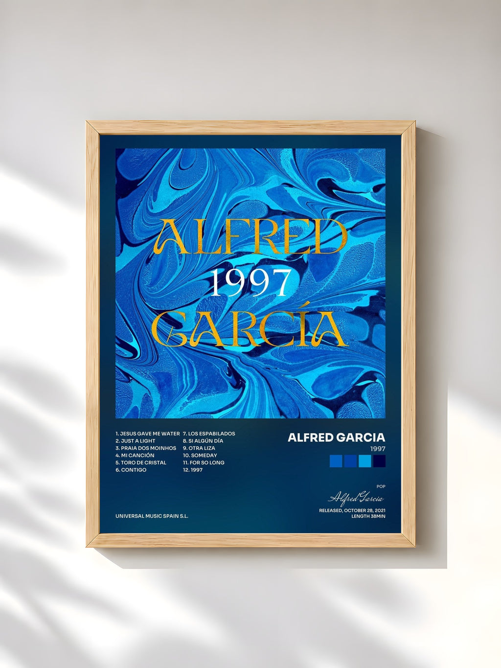 #bois Tableau de l'album 1997 de Alfred Garcia, cadre en bois brut, imprimé et encadré en France