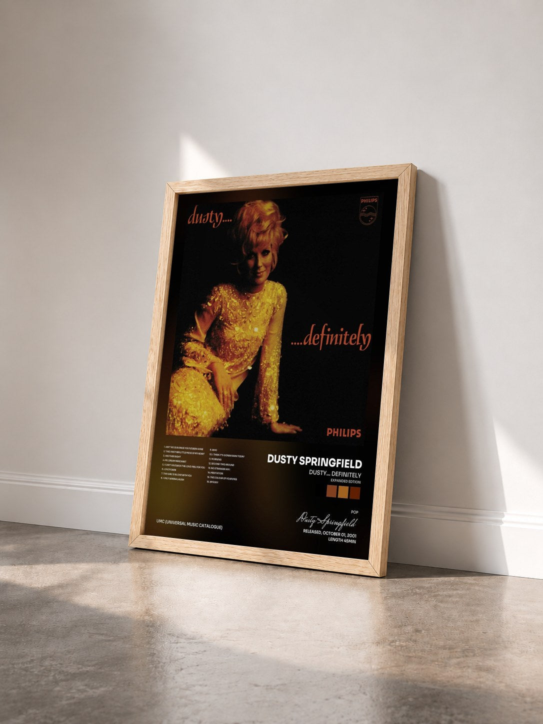 #bois Tableau de l'album Dusty... Definitely (Expanded Edtion) de Dusty Springfield vu de trois quarts, cadre en bois brut