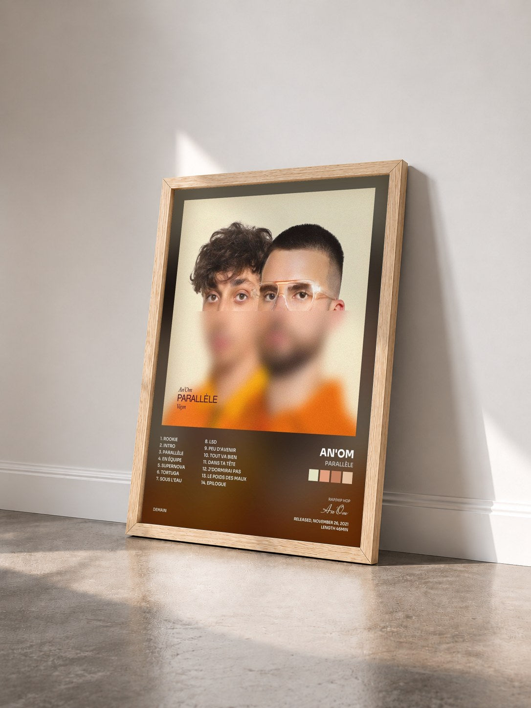 #bois Tableau de l'album Parallèle de An'Om vu de trois quarts, cadre en bois brut
