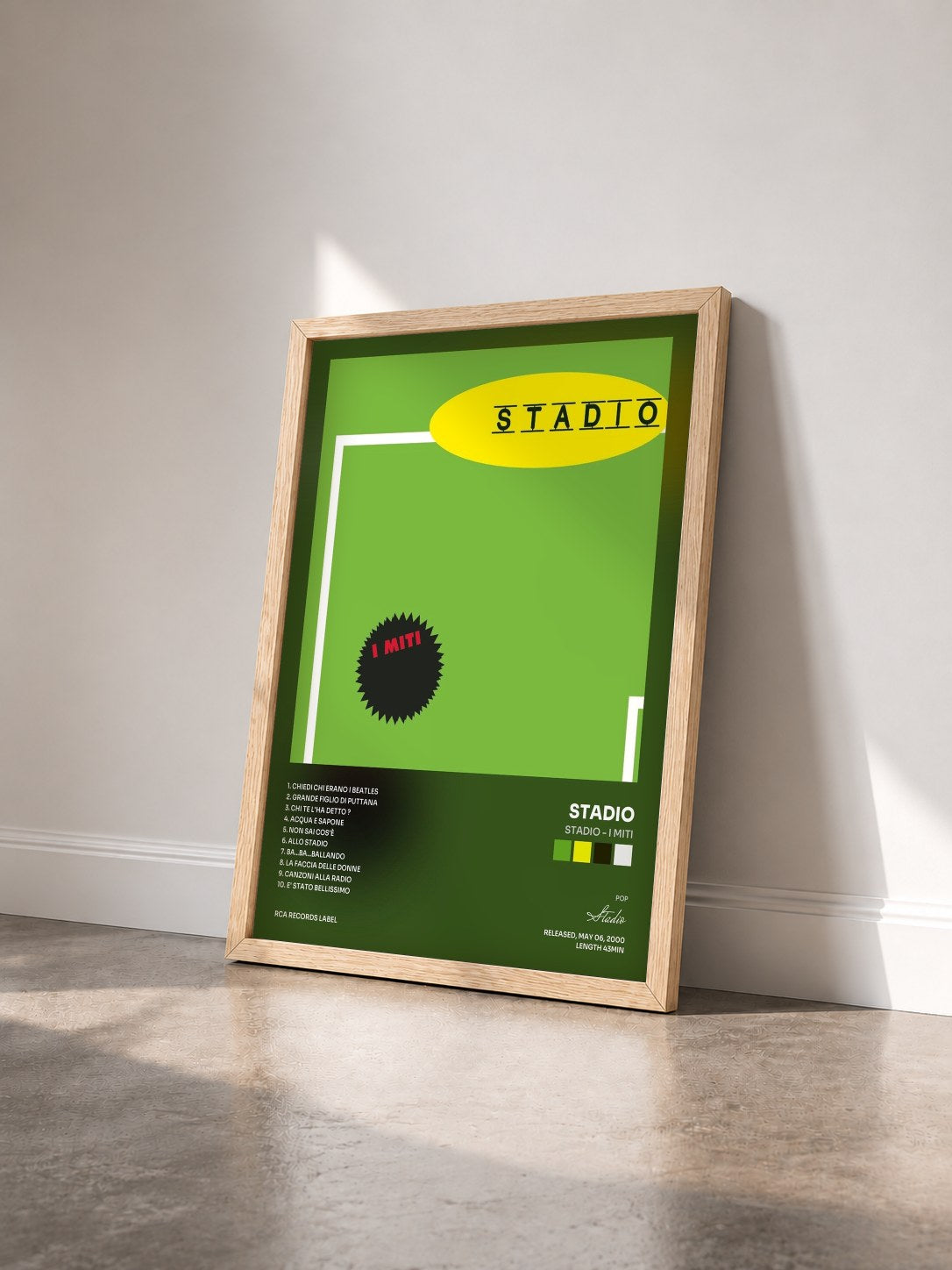 #bois Tableau de l'album Stadio - I Miti de Stadio vu de trois quarts, cadre en bois brut