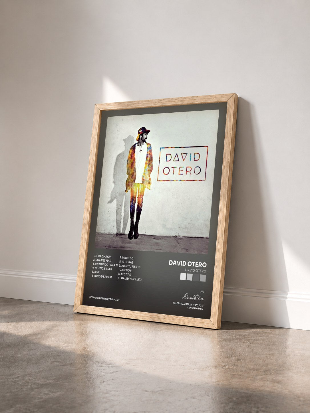 #bois Tableau de l'album David Otero de David Otero vu de trois quarts, cadre en bois brut