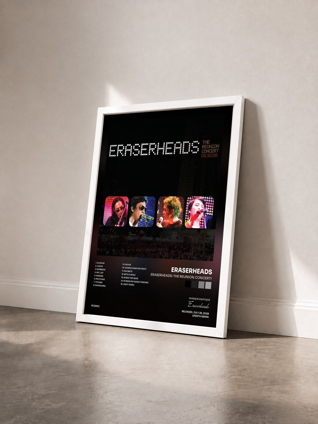 #blanc Tableau de l'album Eraserheads: The Reunion Concert! de Eraserheads vu de trois quarts, cadre blanc