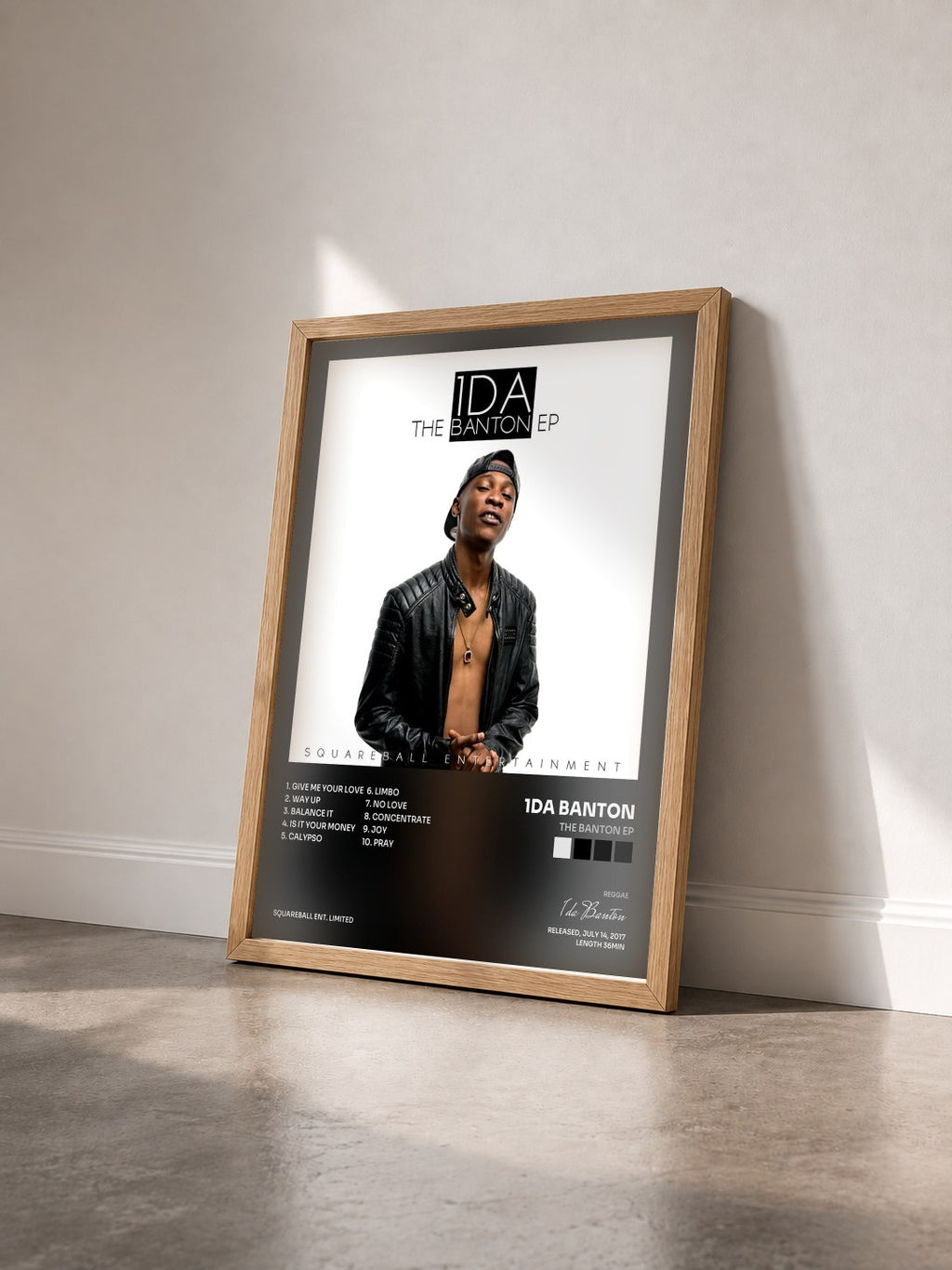 #bois Tableau de l'album The Banton Ep de 1da Banton vu de trois quarts, cadre en bois brut
