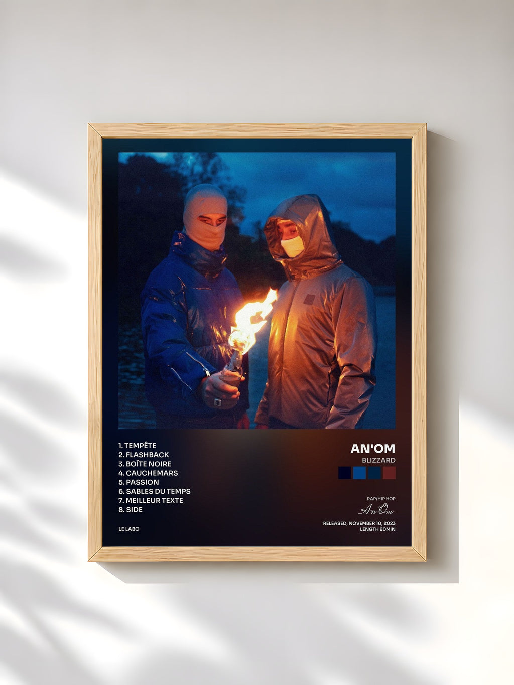 #bois Tableau de l'album Blizzard de An'Om, cadre en bois brut, imprimé et encadré en France