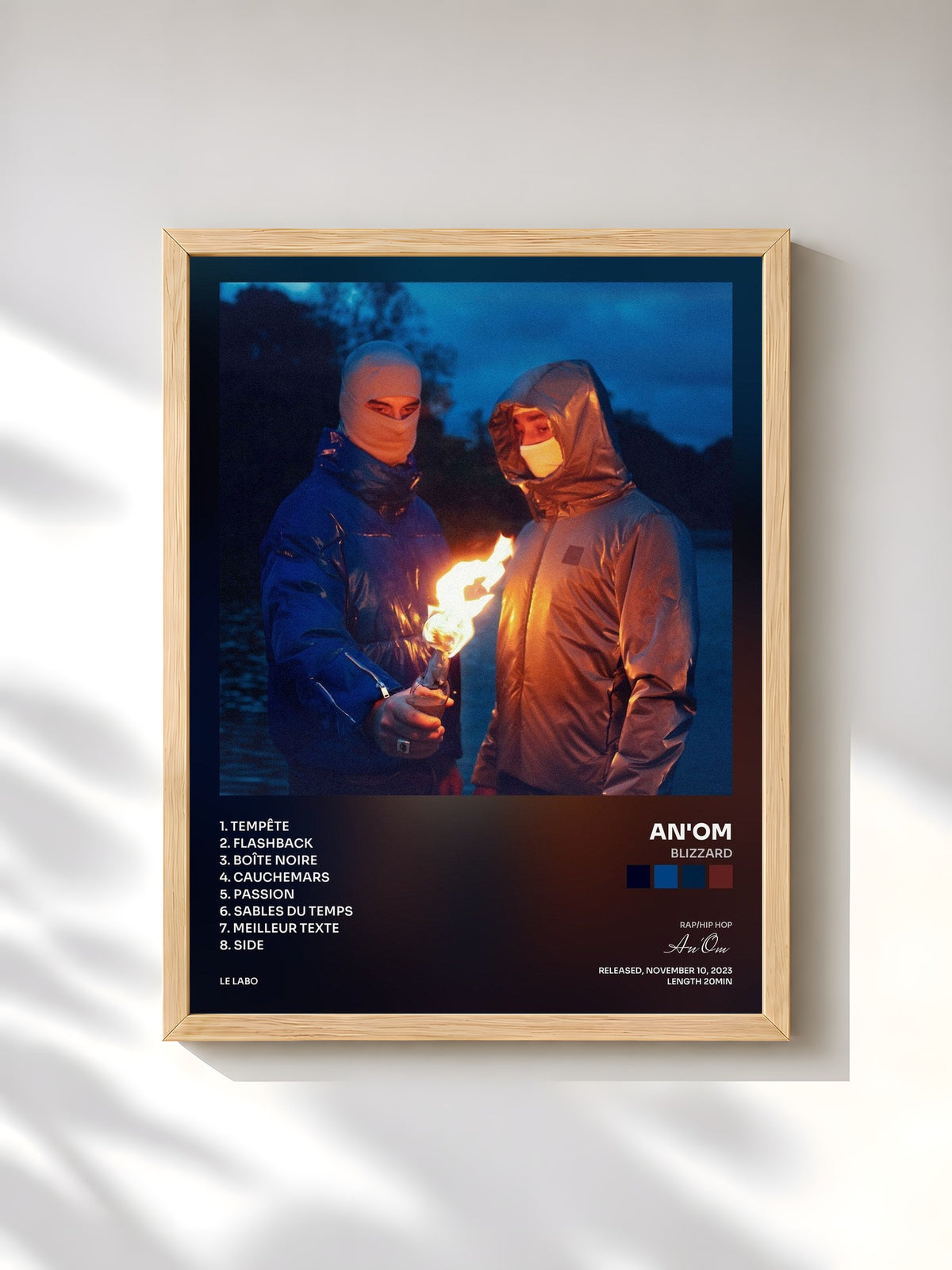 #bois Tableau de l'album Blizzard de An'Om, cadre en bois brut, imprimé et encadré en France