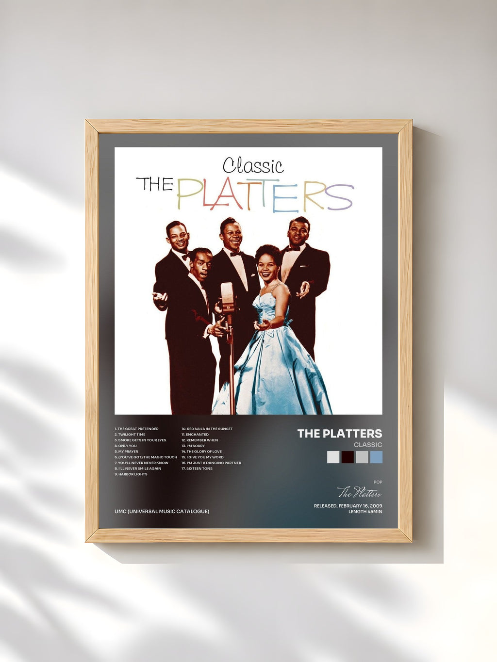 #bois Tableau de l'album Classic de The Platters, cadre en bois brut, imprimé et encadré en France